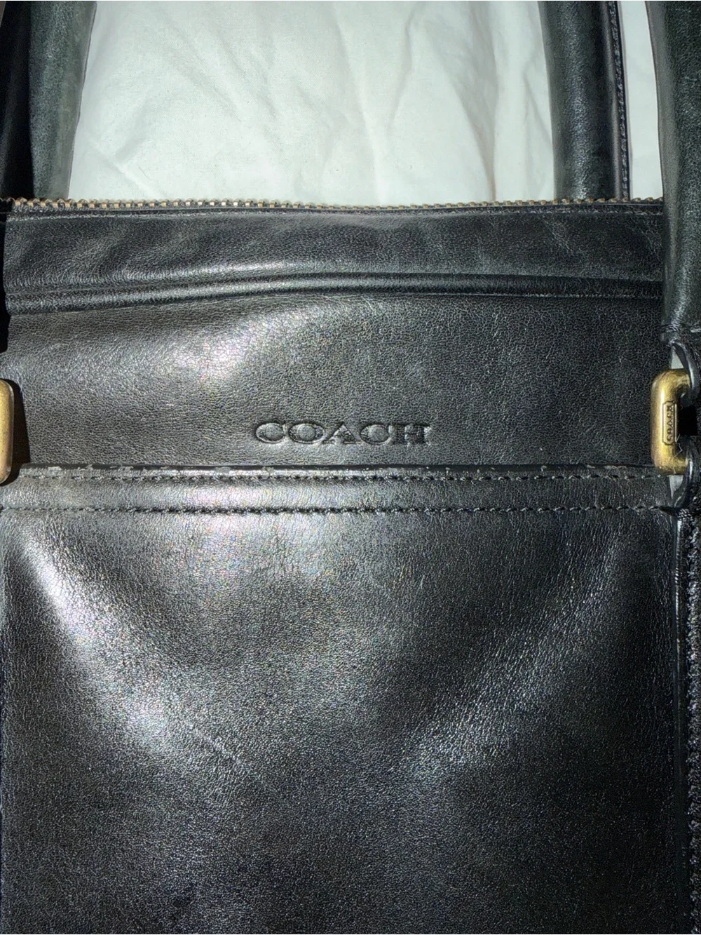 Vintage Coach Leather Briefcase Laptop Bag Black Messenger Work Bag F1269-70777 - Picture 3 of 7